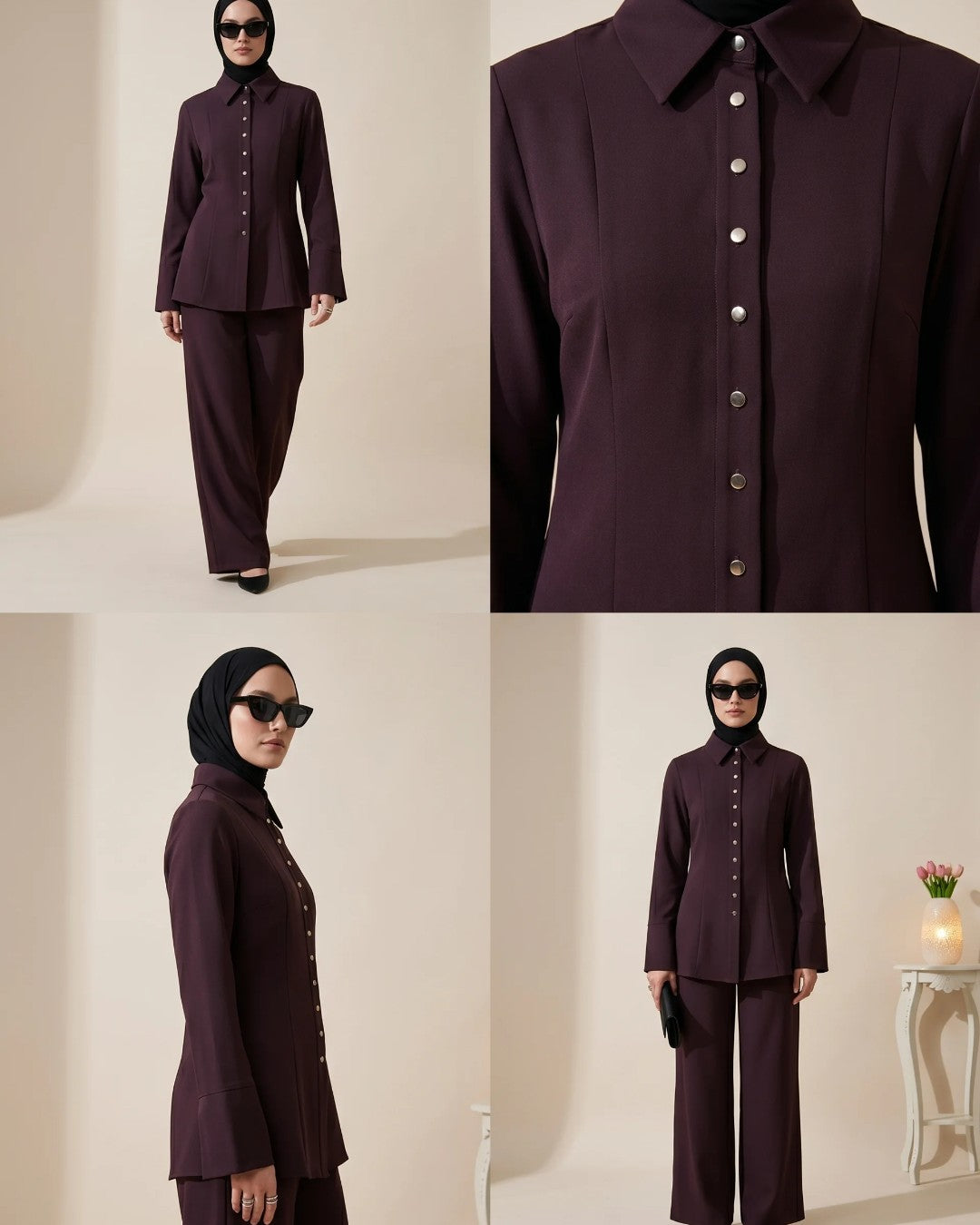 Gold Button Tailored Set