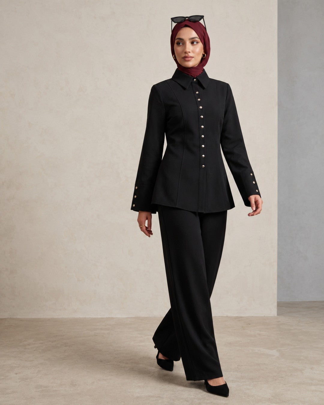 Gold Button Tailored Set