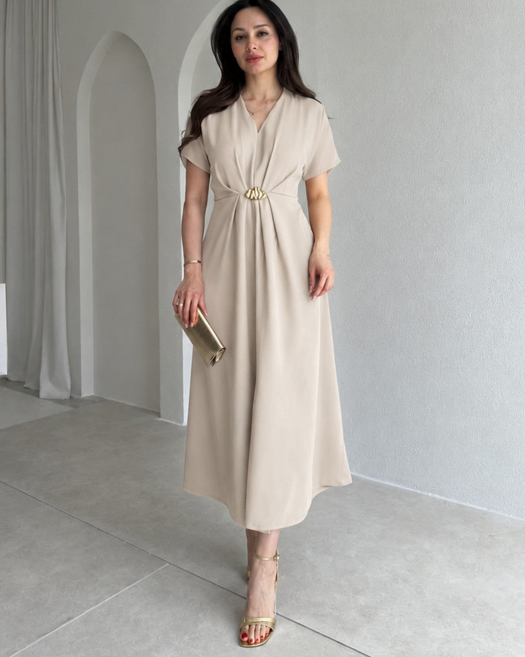 Gold Detail Midi Dress