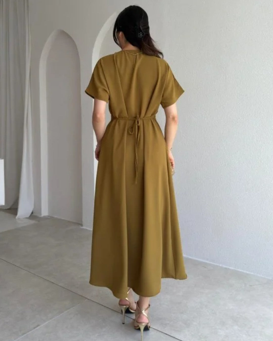 Gold Detail Midi Dress