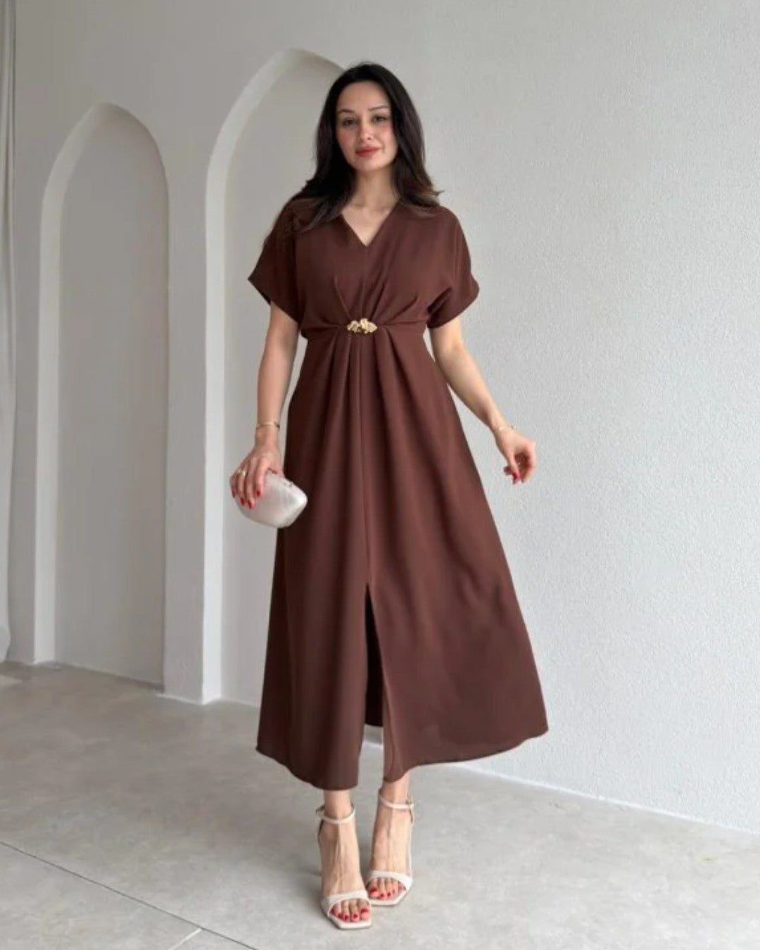 Gold Detail Midi Dress