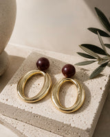 Gold Oval Statment Earrings