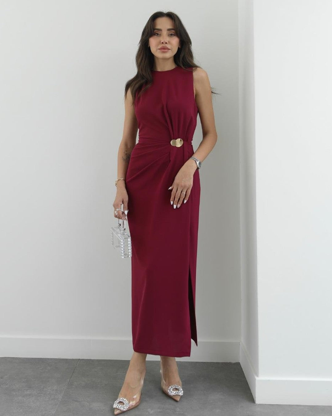 Golden Drape Maxi Dress