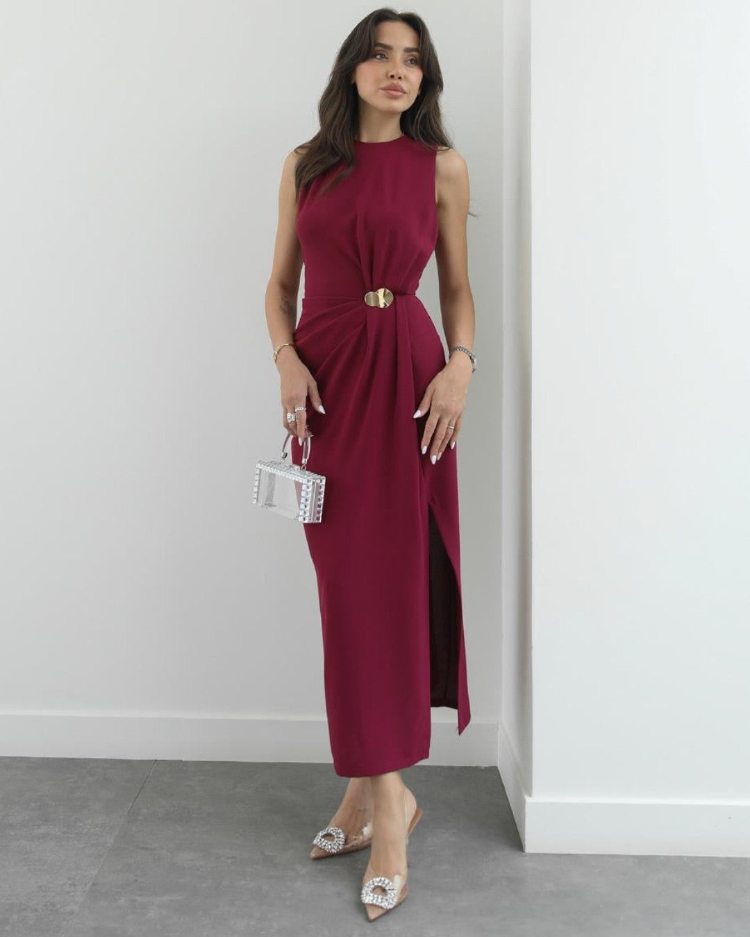 Golden Drape Maxi Dress