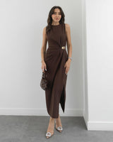 Golden Drape Maxi Dress