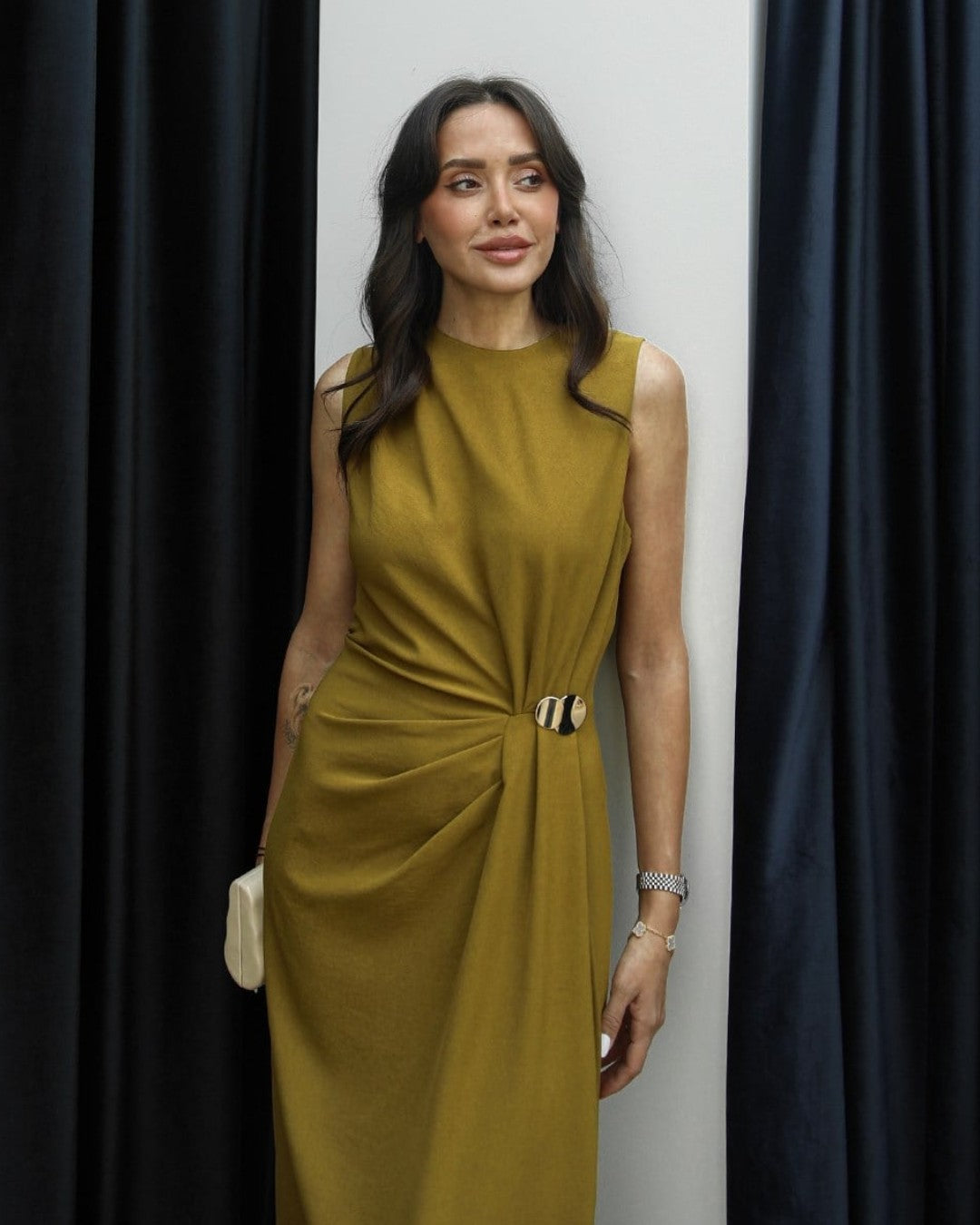 Golden Drape Maxi Dress