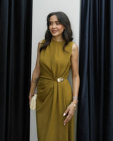 Golden Drape Maxi Dress