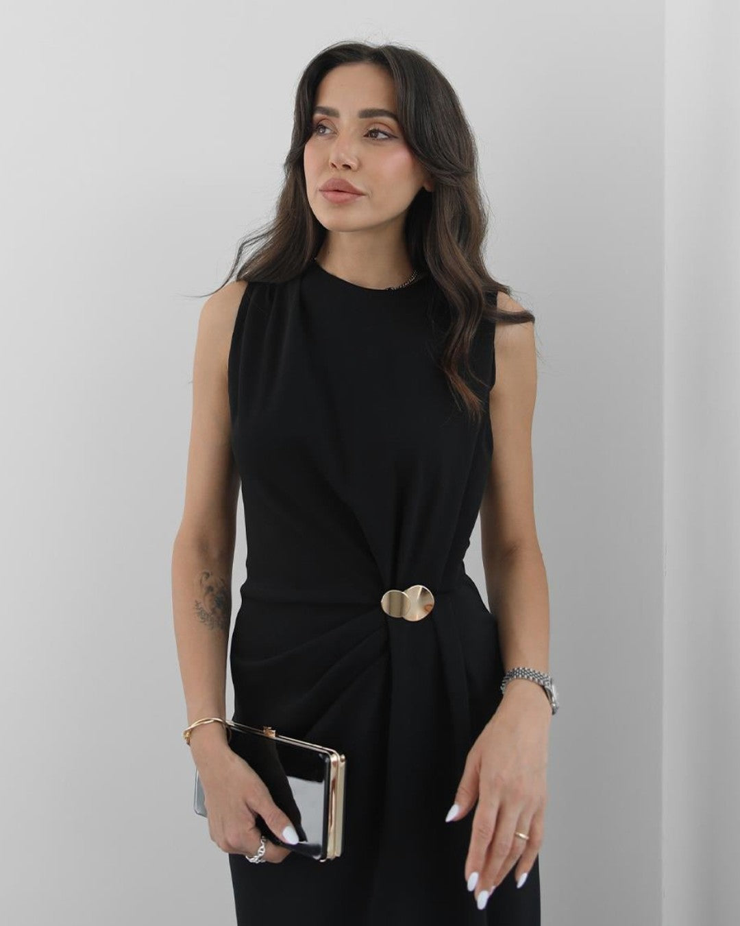 Golden Drape Maxi Dress