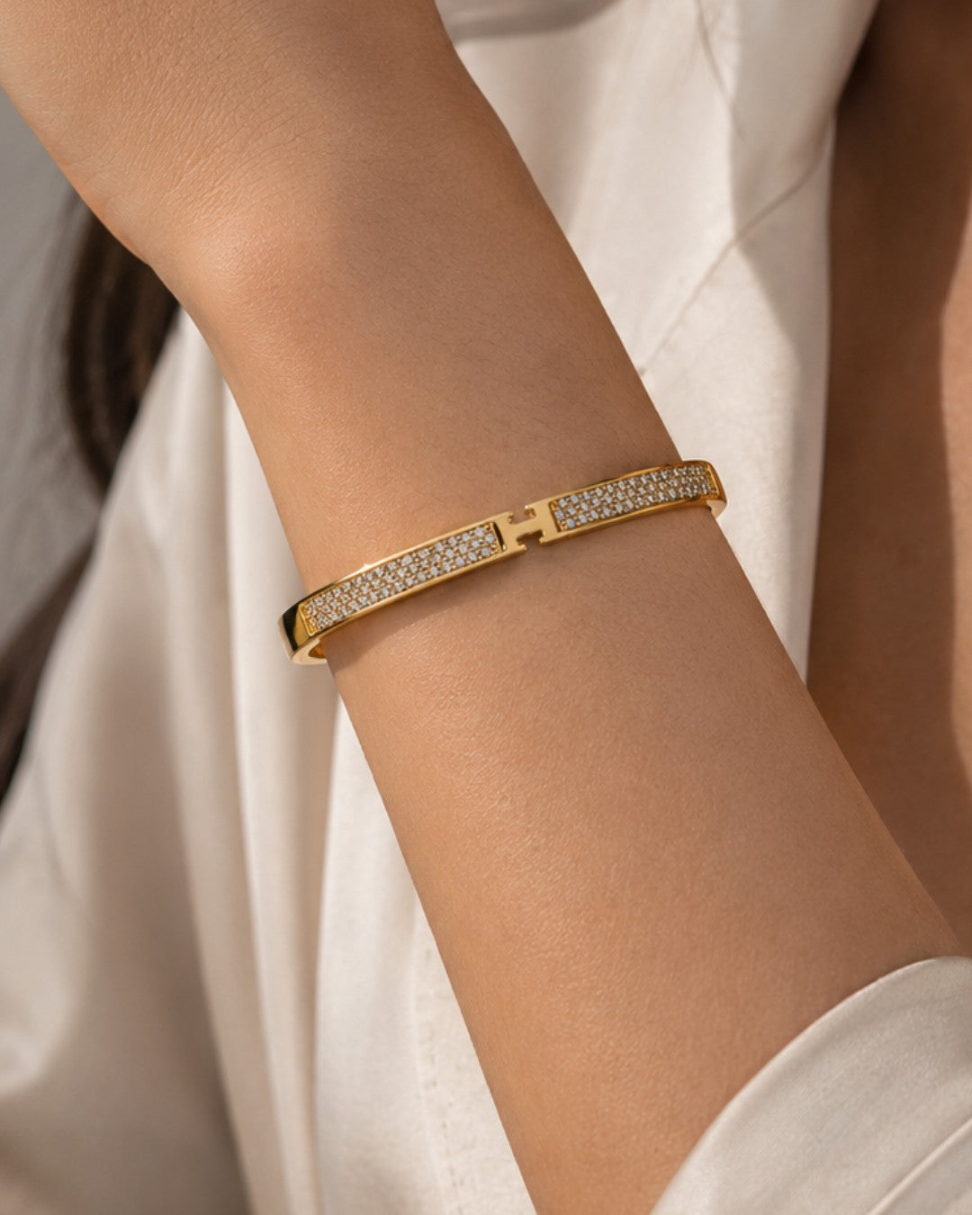 Golden Pavé Cuff Bracelet