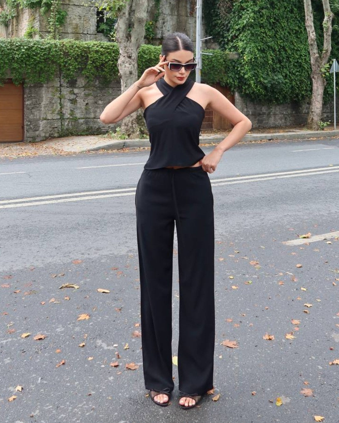 Halter Neck Two-Piece Set