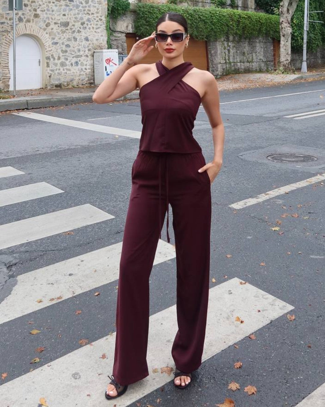 Halter Neck Two-Piece Set
