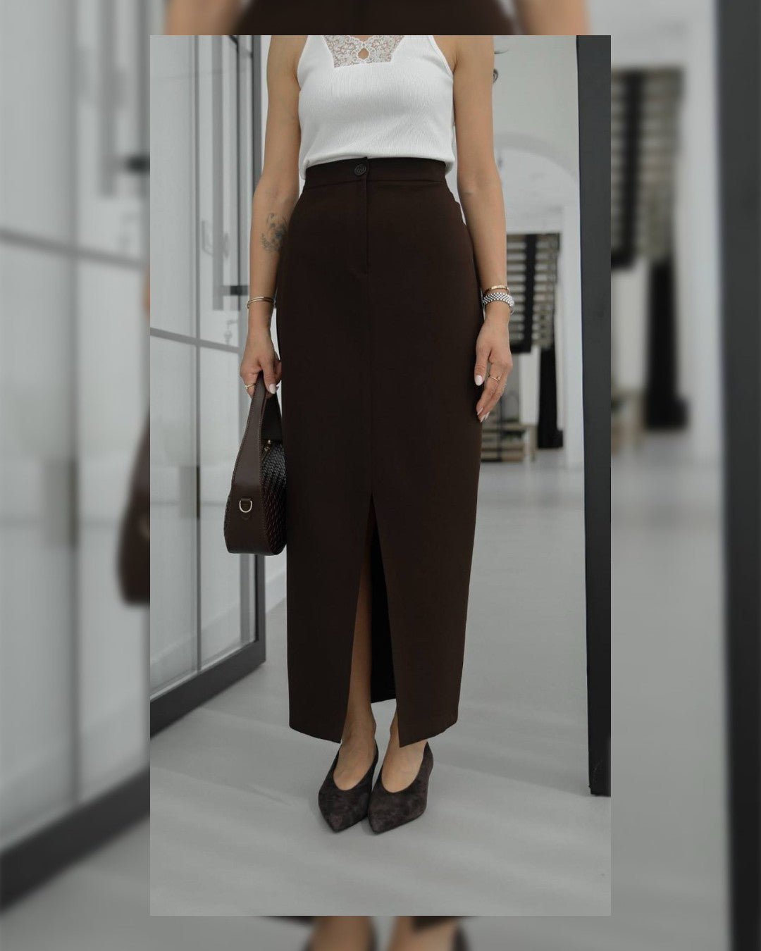 High-Waist Midi Skirt