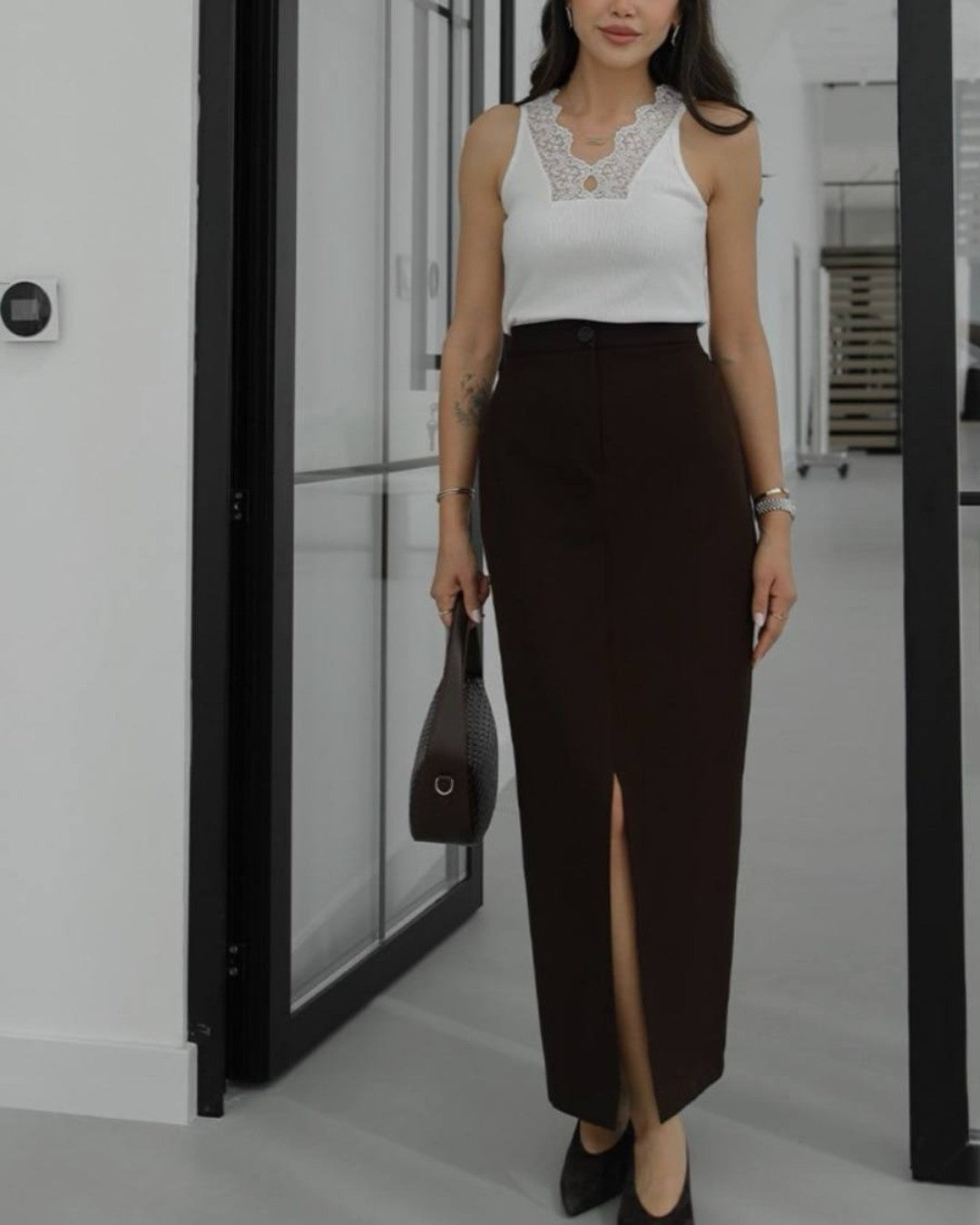 High-Waist Midi Skirt