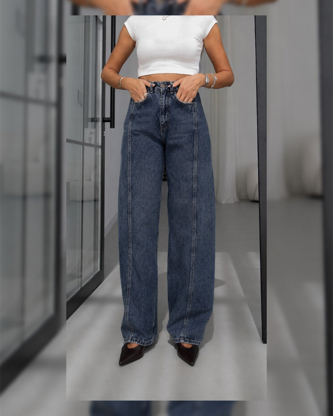 High-Waist Panel Jeans