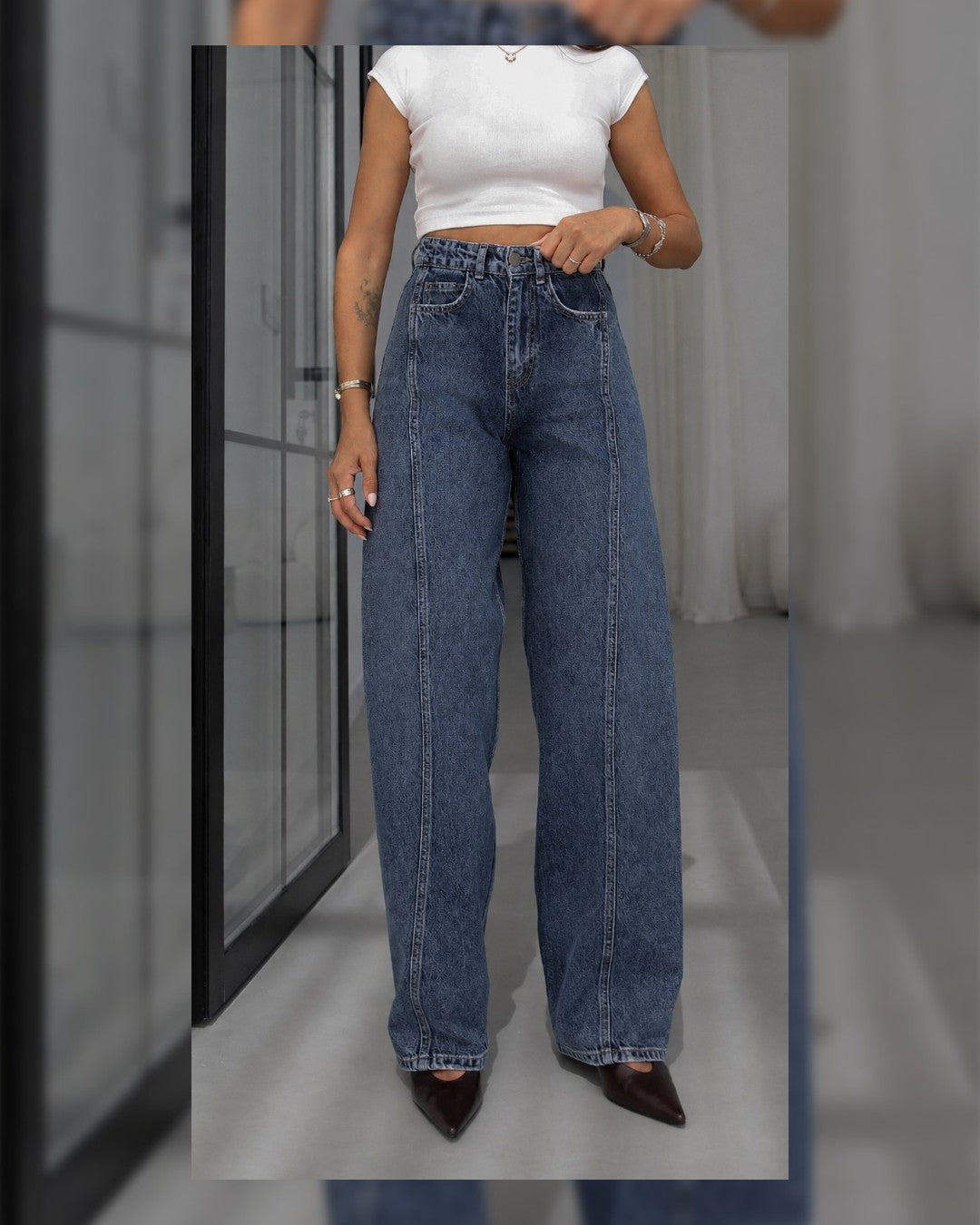 High-Waist Panel Jeans
