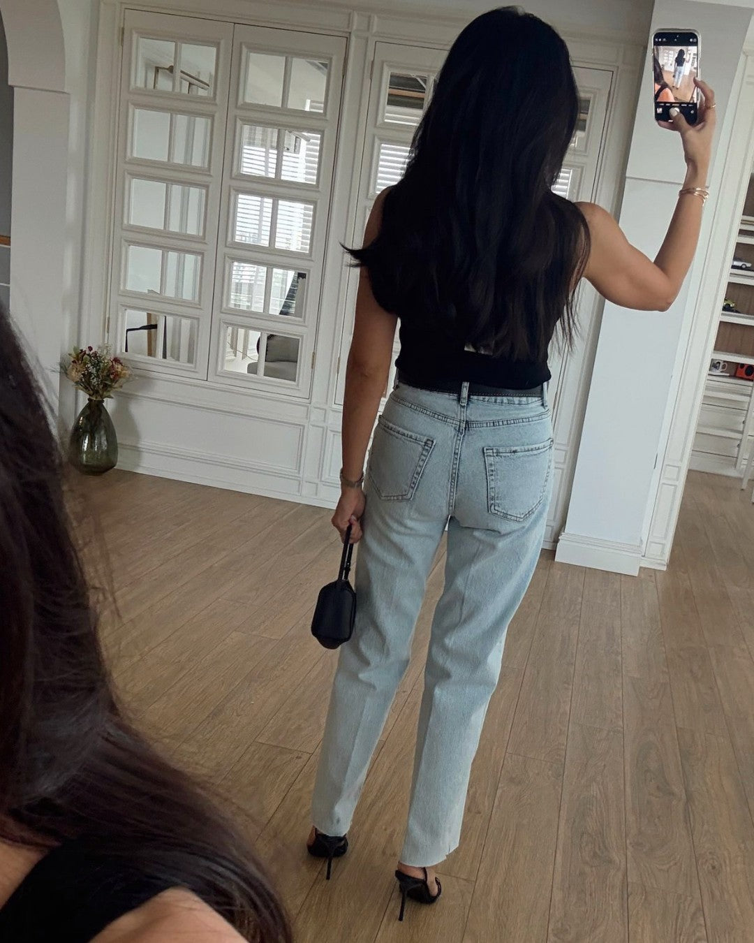 High-Waist Straight Denim + Belt