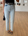 High-Waist Straight Denim + Belt