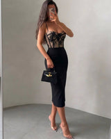 Lace Corset Midi Dress