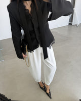 Lace Detail Structured Blazer + Belt