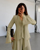 Lace Detail Structured Blazer + Belt