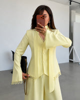 Lace Detail Structured Blazer + Belt
