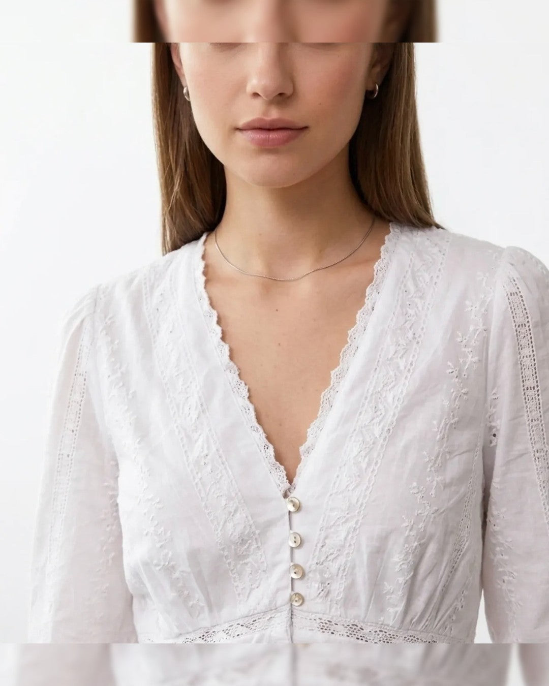 Lace Detail V-Neck Blouse
