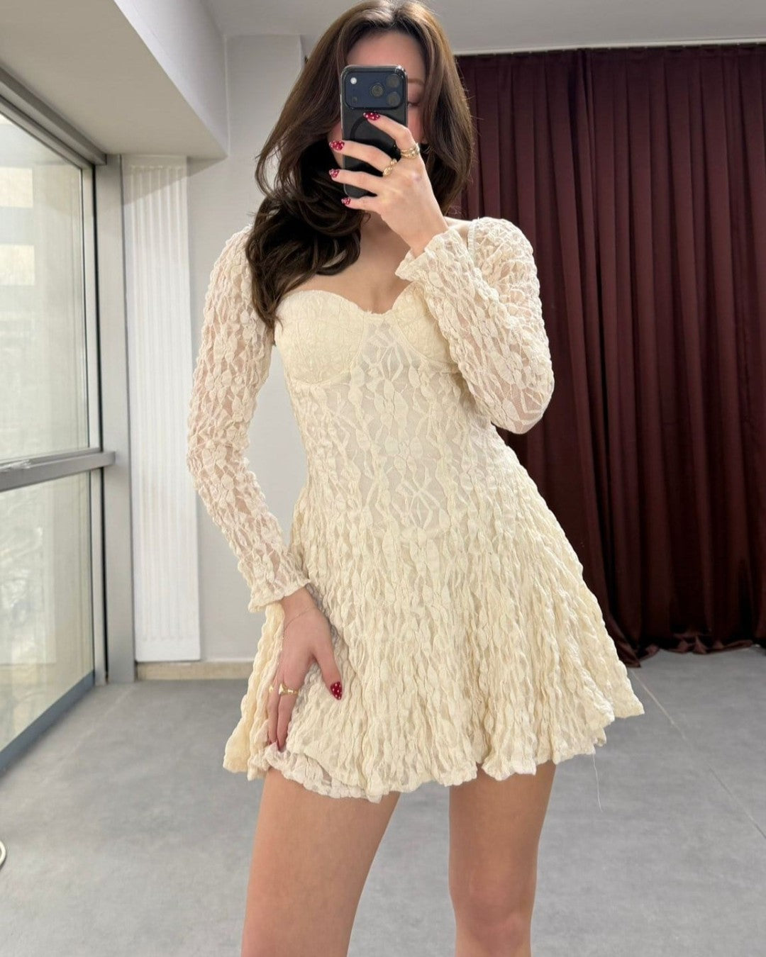 Lace Flare Mini Dress