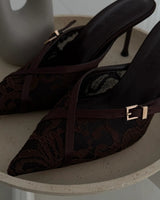 Lace Pointed Mule Heels