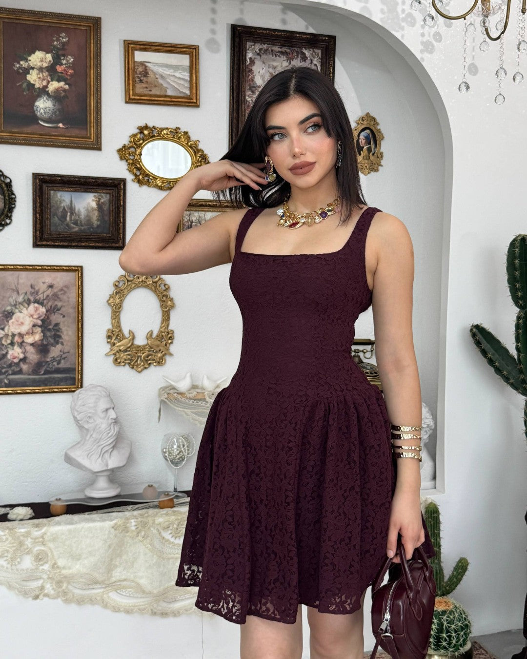 Lace Sculpted Mini Dress