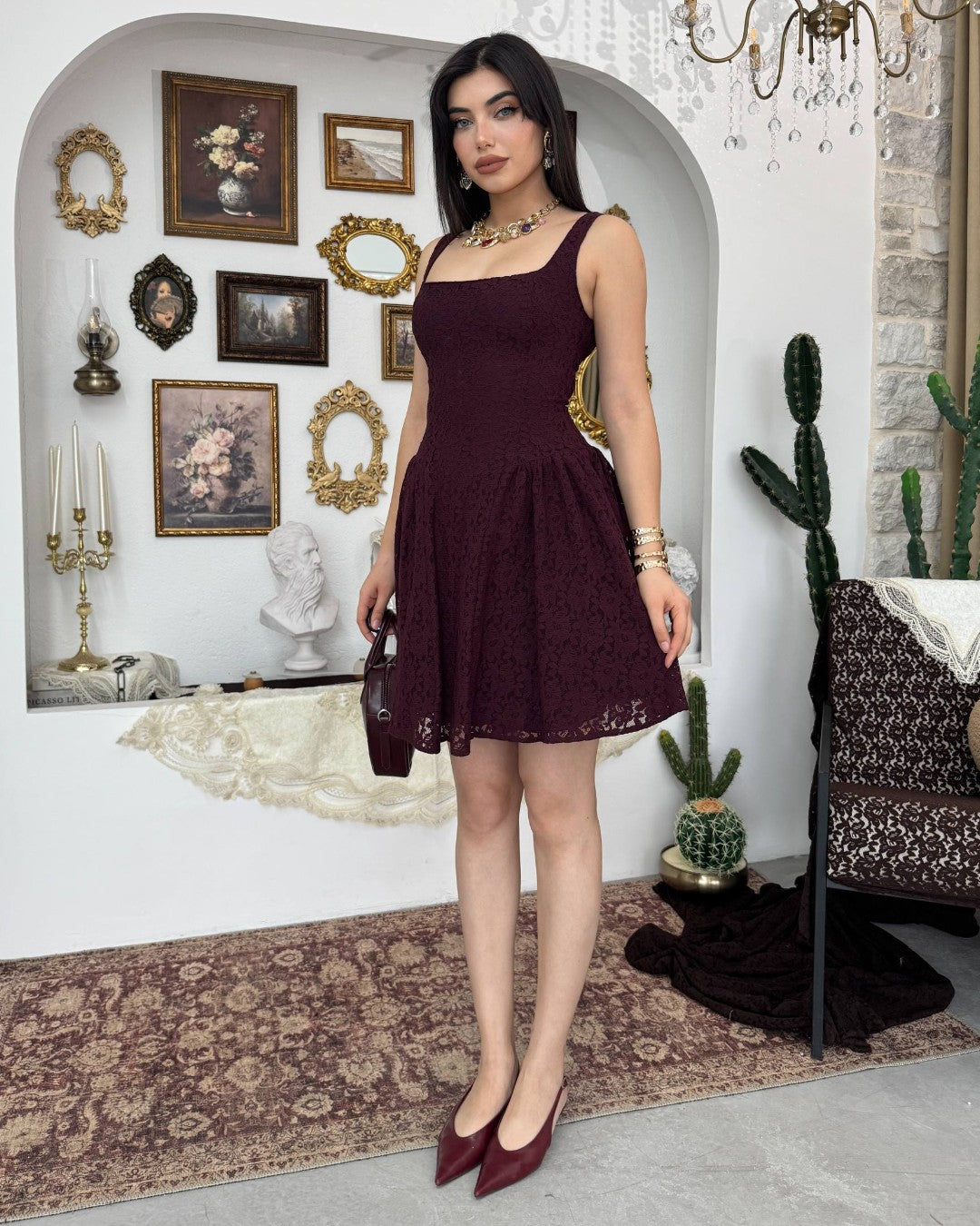 Lace Sculpted Mini Dress