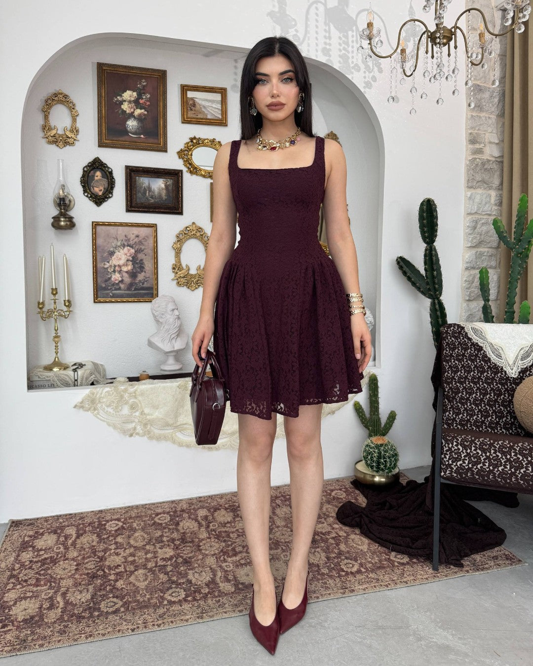 Lace Sculpted Mini Dress