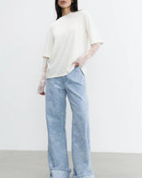 Lace Sleeve Statement T-Shirt