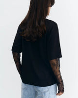 Lace Sleeve Statement T-Shirt