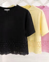 Lace Trim Cropped T-Shirt