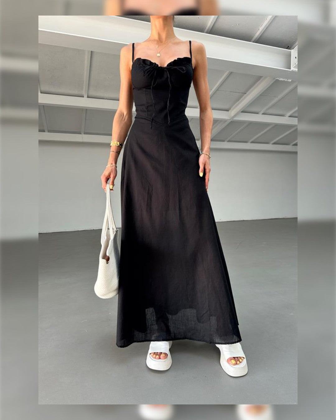 Linen Corset Maxi Dress