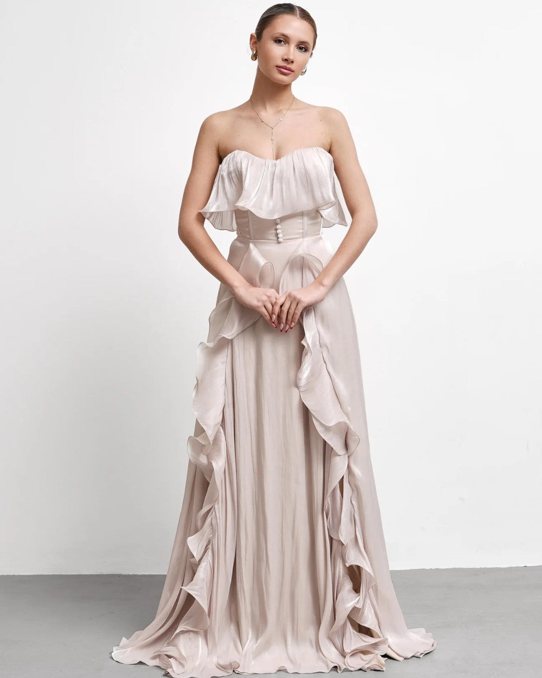Lisa Ruffle Corset Gown