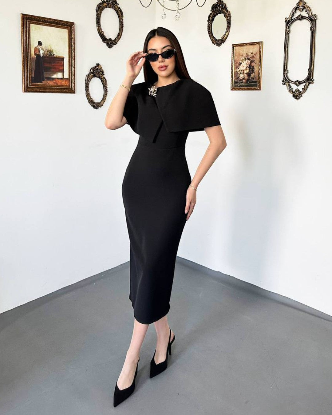 Louvre Cape Midi Dress