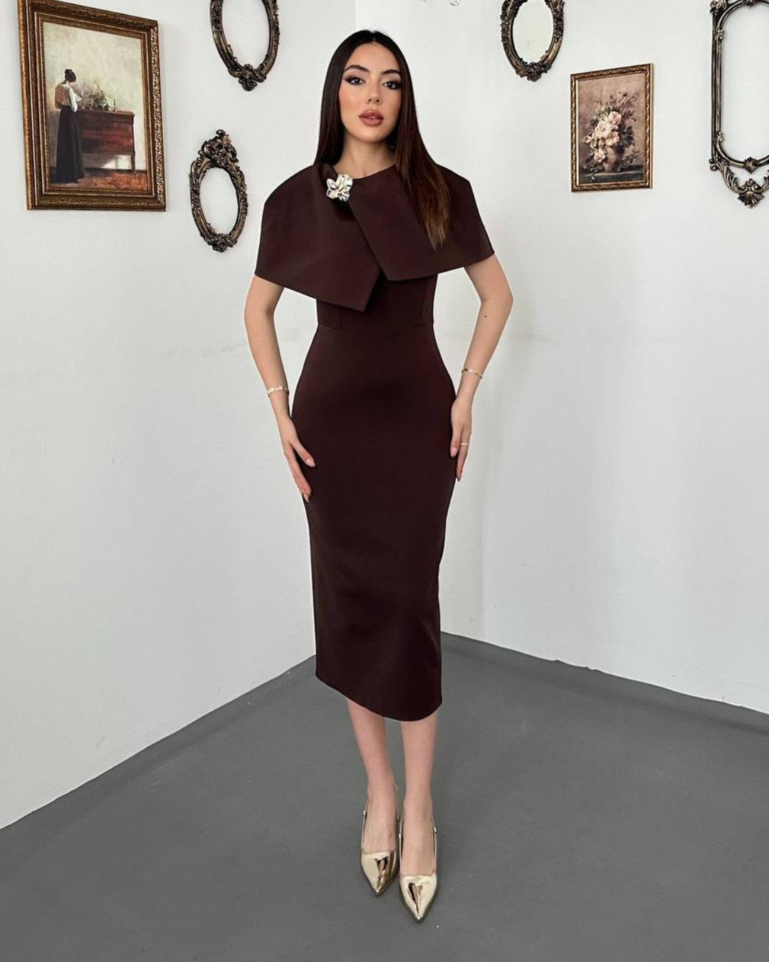 Louvre Cape Midi Dress