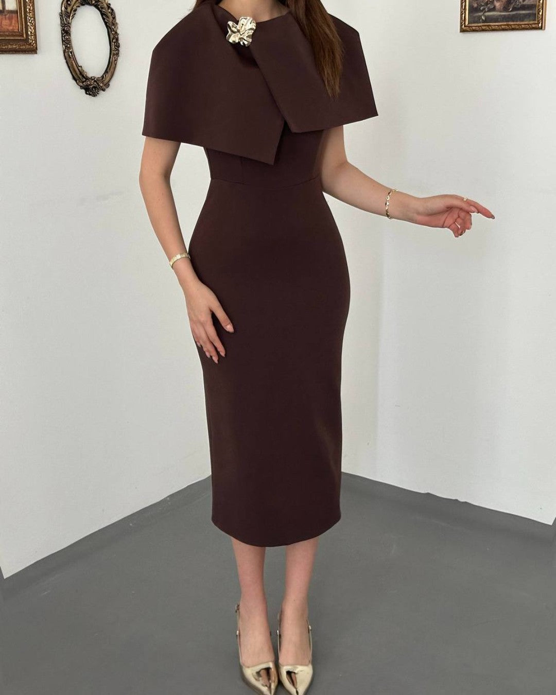 Louvre Cape Midi Dress