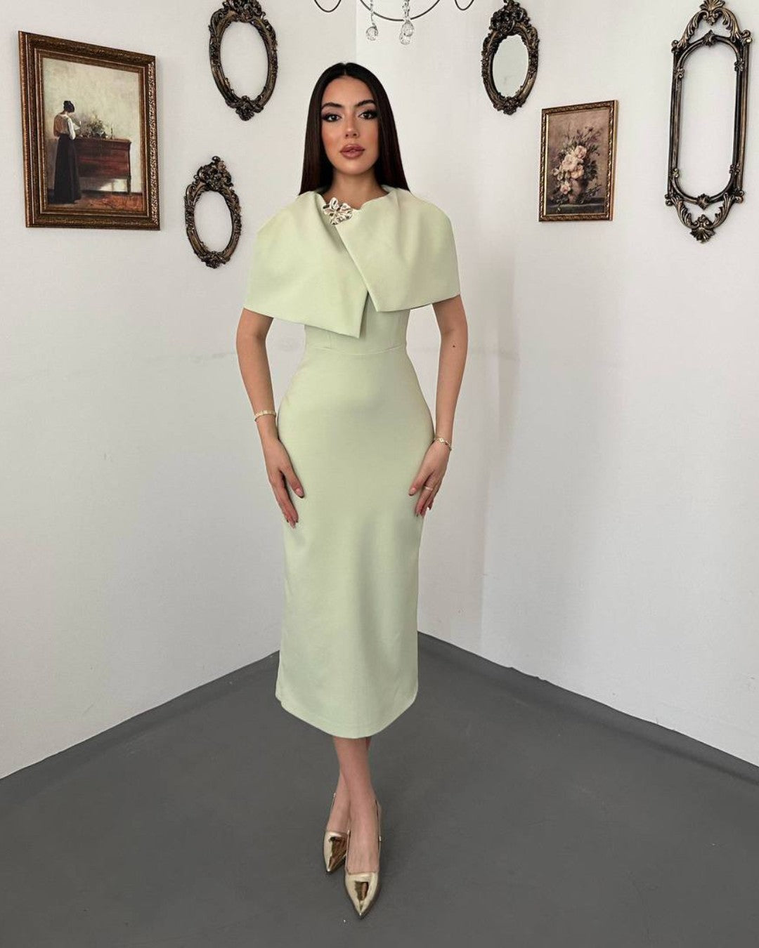 Louvre Cape Midi Dress