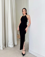 Luxe Sculpt Halter Neck Dress