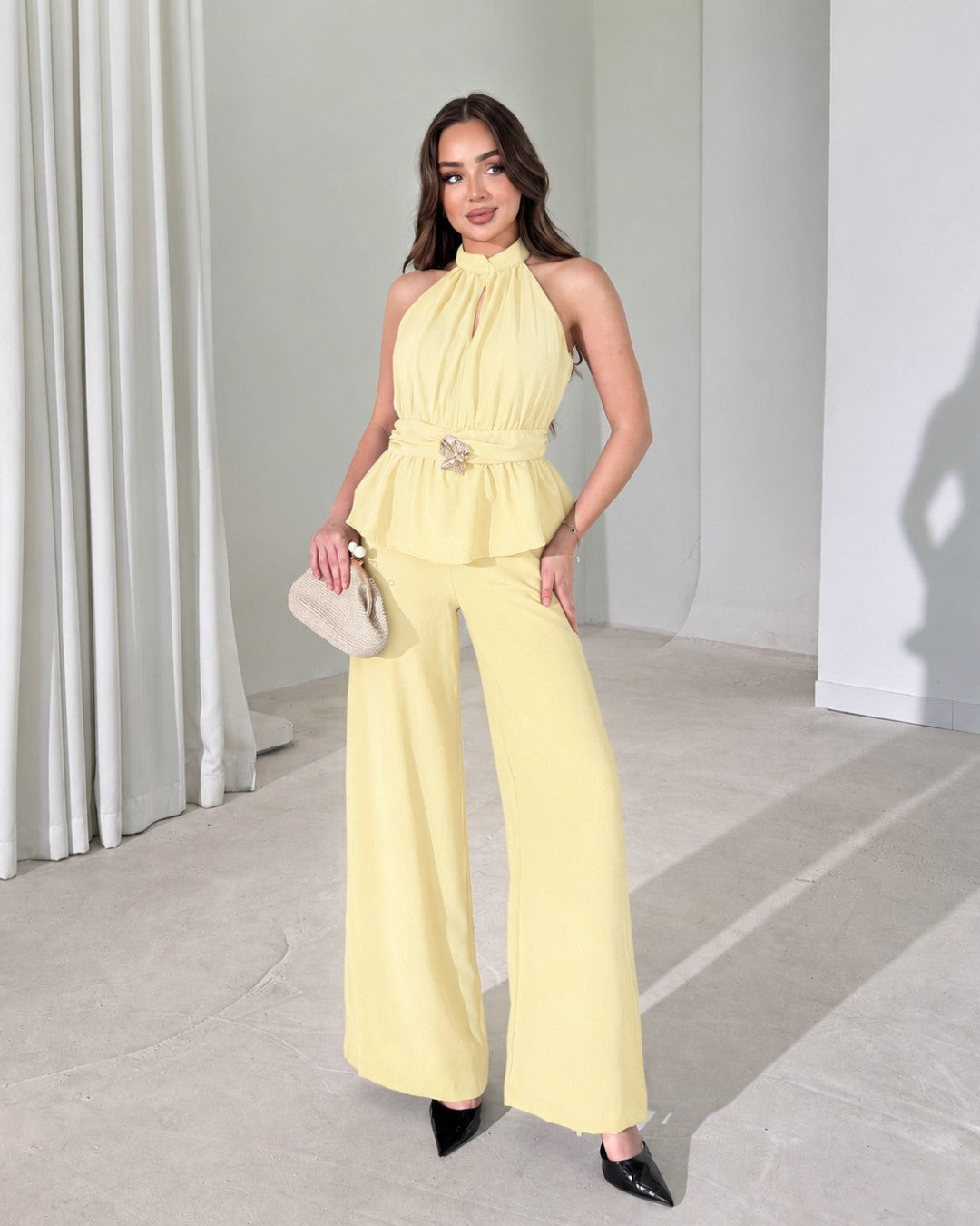 Marielle Halter Peplum Jumpsuit