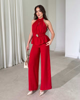 Marielle Halter Peplum Jumpsuit
