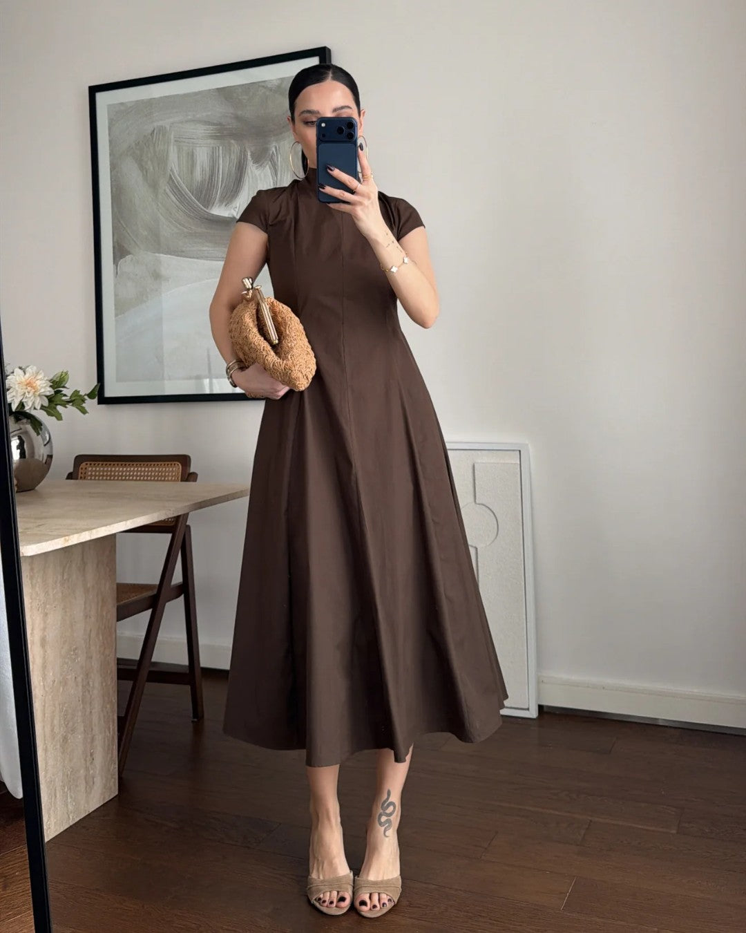 Marielle High-Neck Midi Dress
