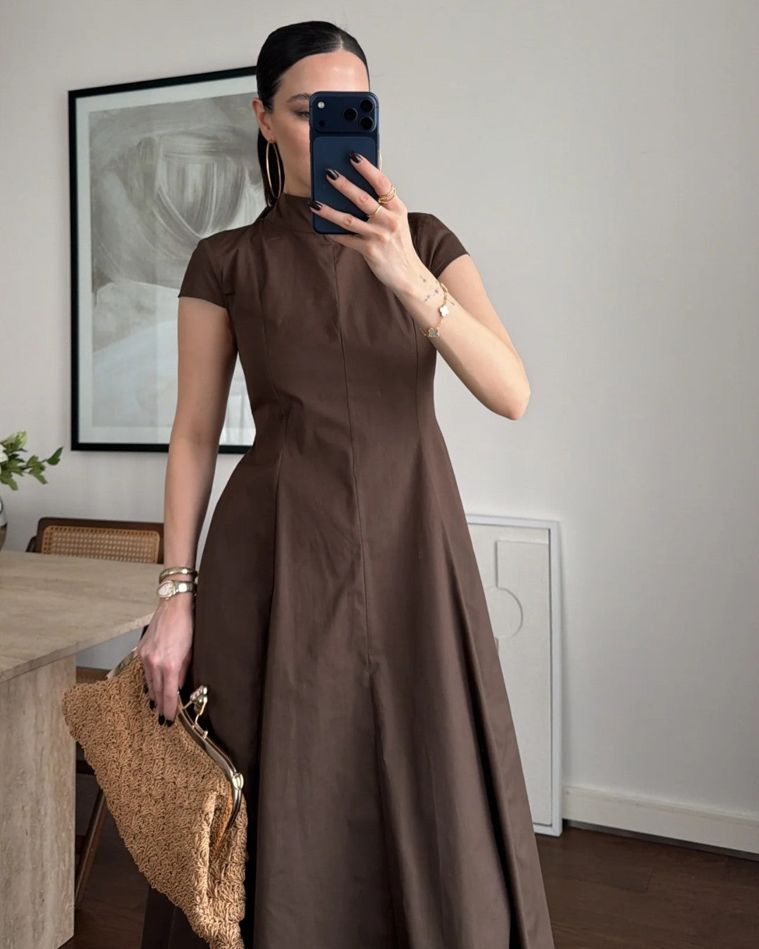Marielle High-Neck Midi Dress