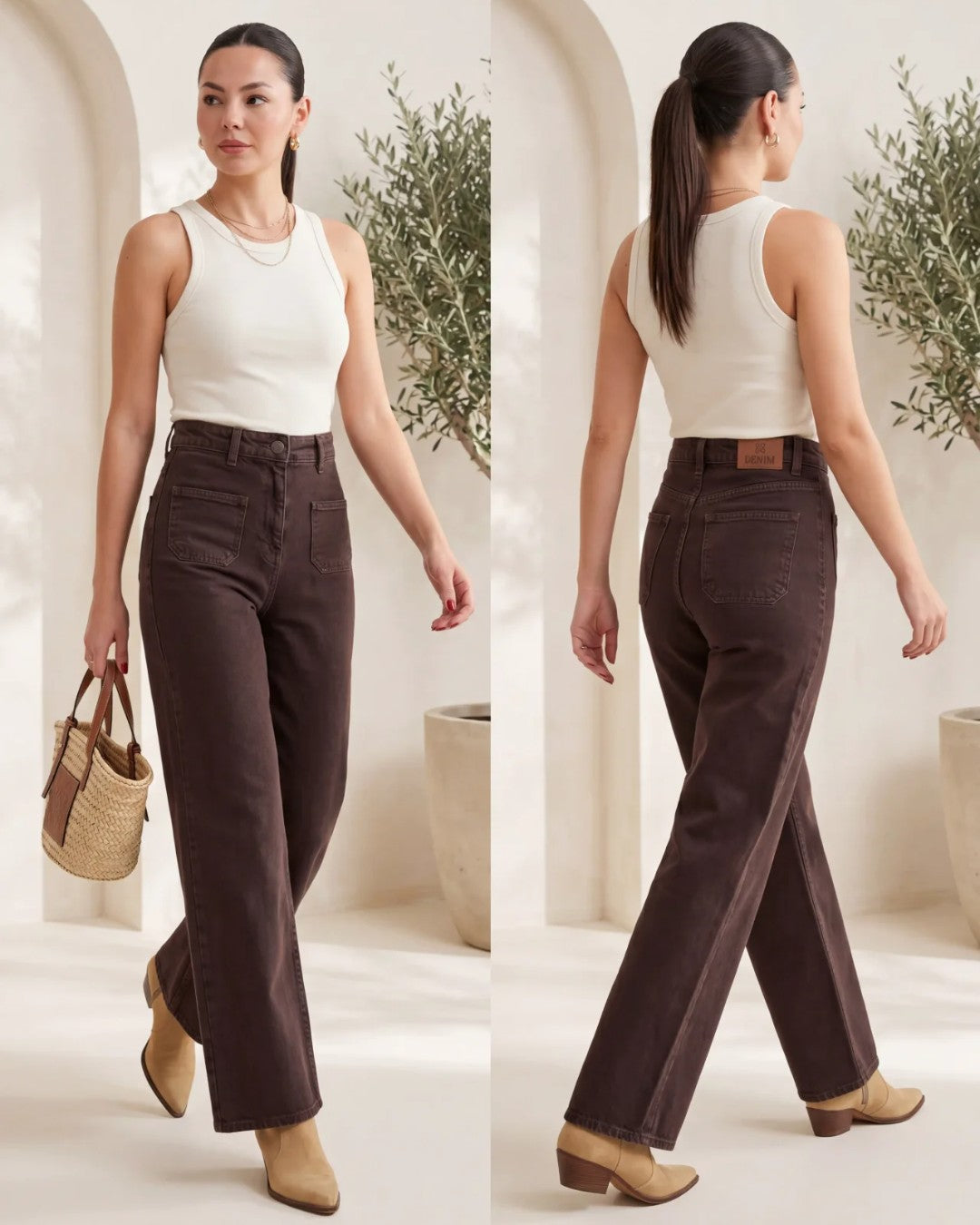 Mocha Straight-Leg Denim