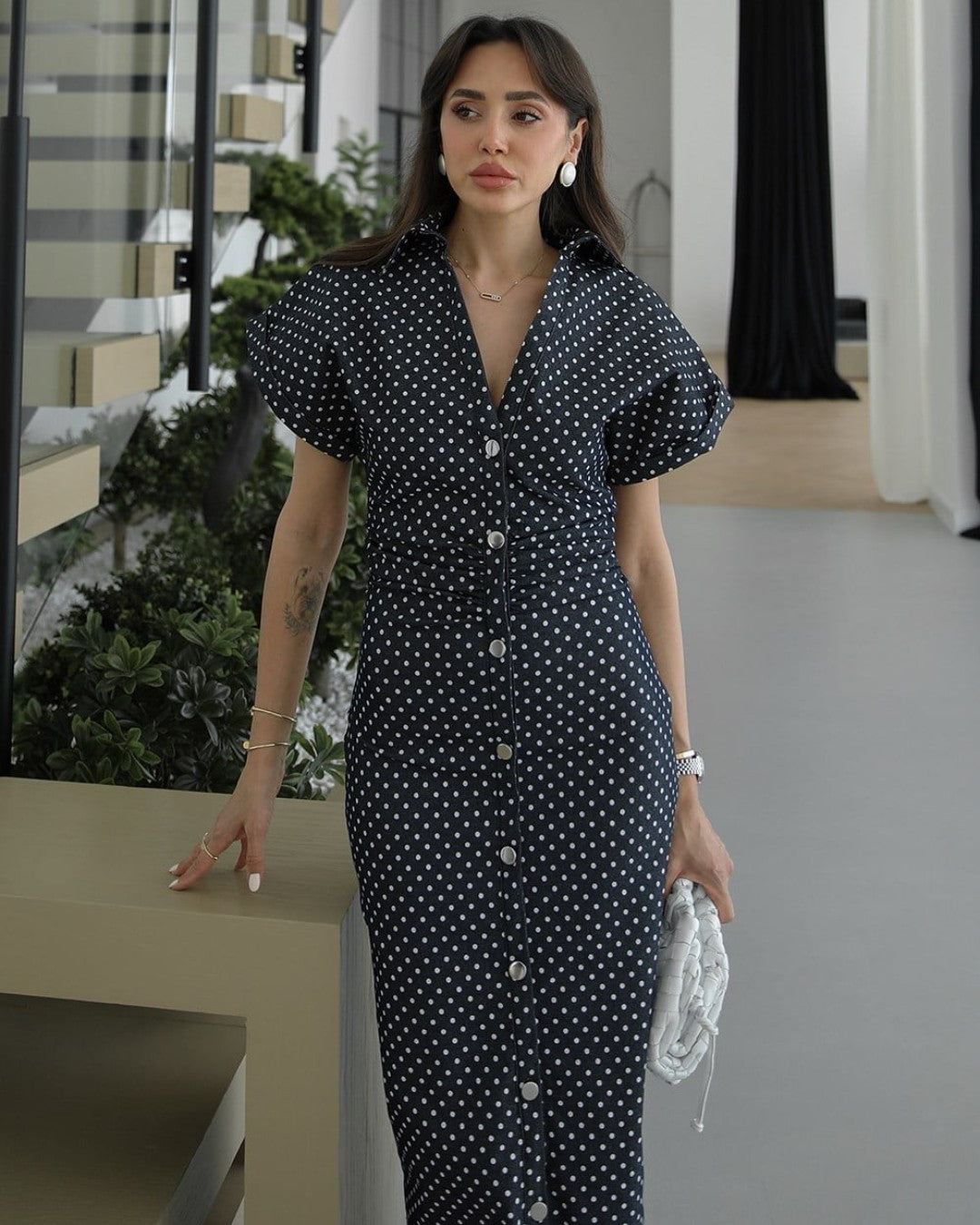Modern Dot Midi Denim
