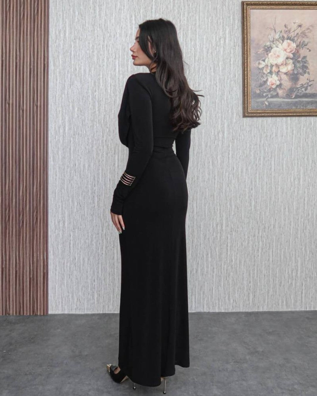 Noir Draped Gown