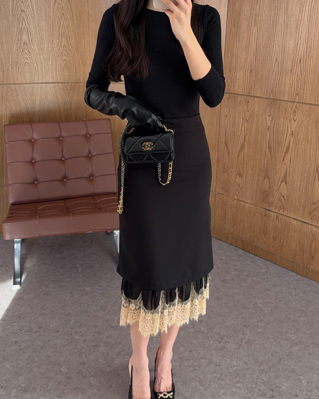 Noir Lace Midi Skirt