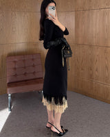 Noir Lace Midi Skirt